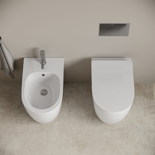 WC FILOMURO + COPRIWATER SOFT CLOSE + BIDET FILOMURO BIANCO LUCIDO ESMA SRL